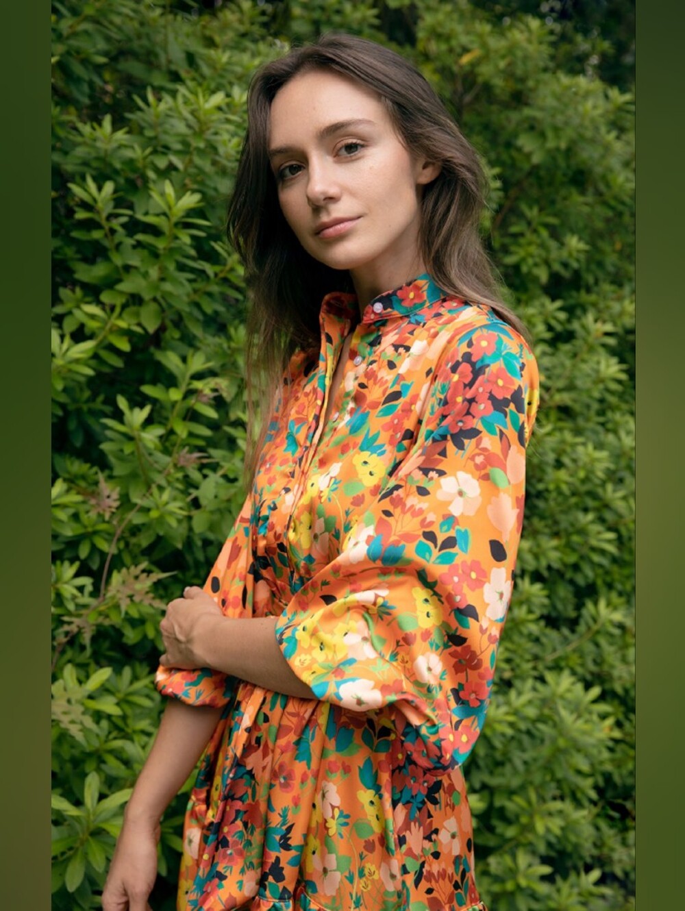 Ann Mashburn Isla Floral Orange Dress